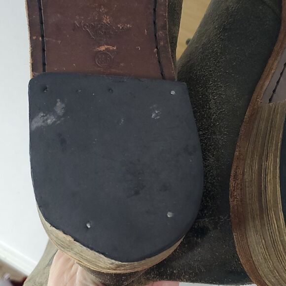 Modern Vintage Women's Leather Slouchy Combat Boots Opal Moss Brown Size 39.5 - Picture 8 of 13